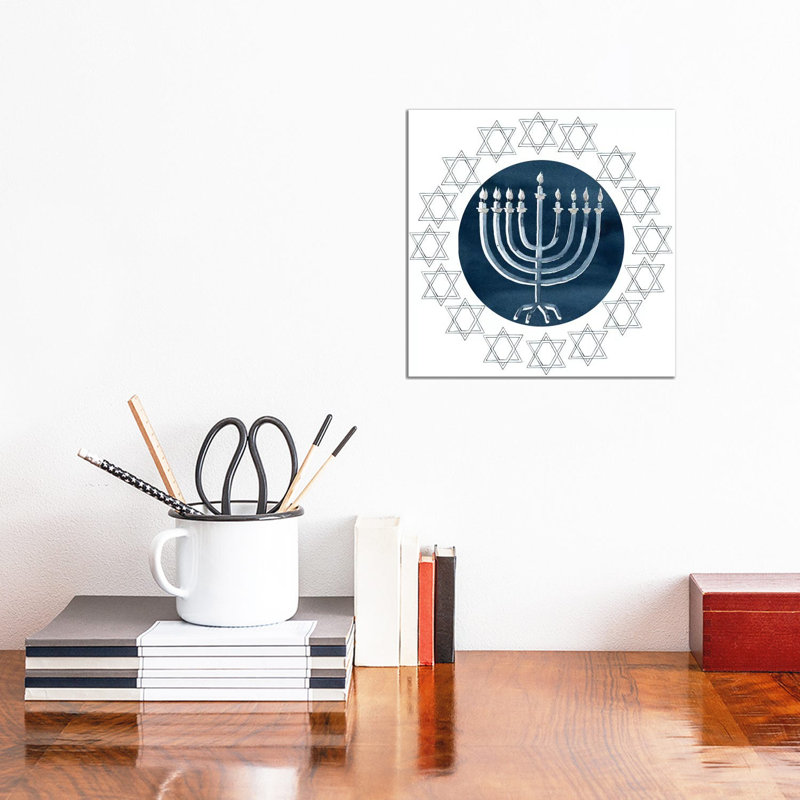 «Happy Hanukkah Collection F» par Grace Popp - impression, H 12 po x l 12 po x P 1,5 po, Toile tendue, Pas de tapis