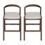 Tabouret de bar d'intérieur en bois d'hévéa, finition brun foncé et revêtement beige, ensemble de 2-839277157