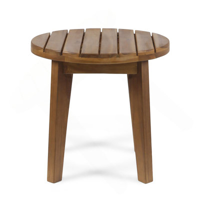 Outdoor 16" Acacia Wood Side Table, Teak Finish