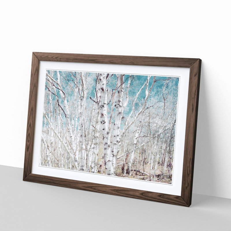 Birch Trees in Utah Painting 1 Piece Single Picture Frame Wall Art on MDF, 62cm H x 87cm W x 2cm D, Walnut
