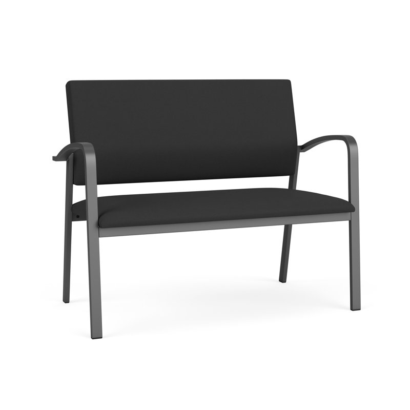 Newport Waiting Reception Loveseat Metal Frame, Charcoal, Open House Graphite