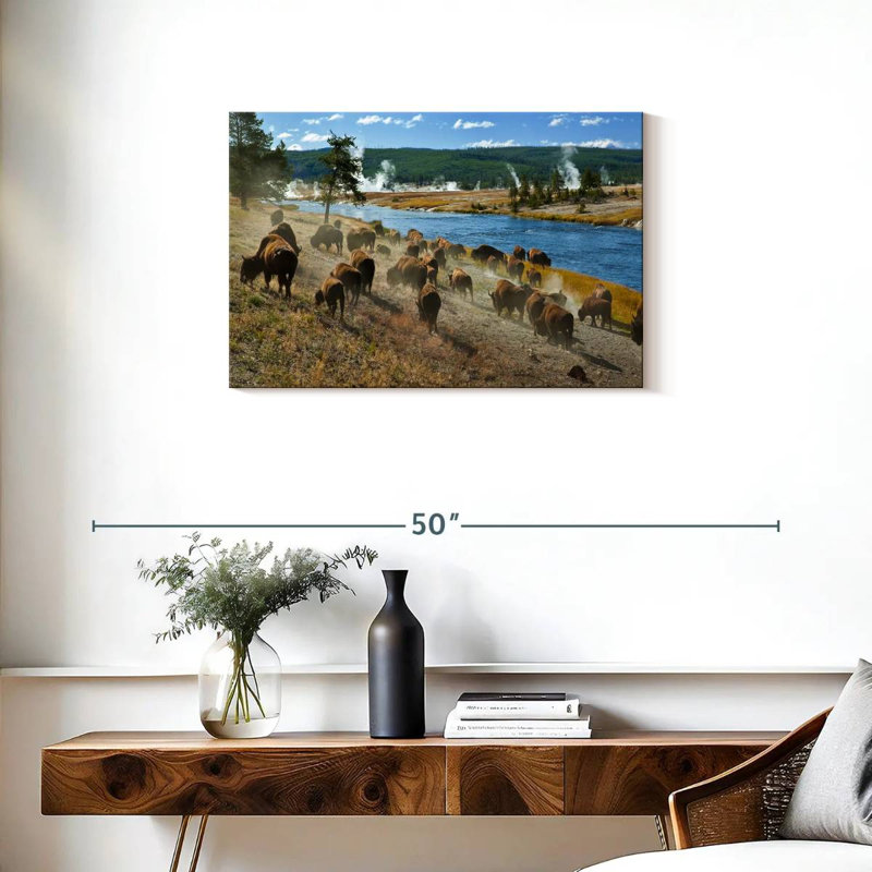 Troupeau de bisons Brampt, H 20 po x l 30 po