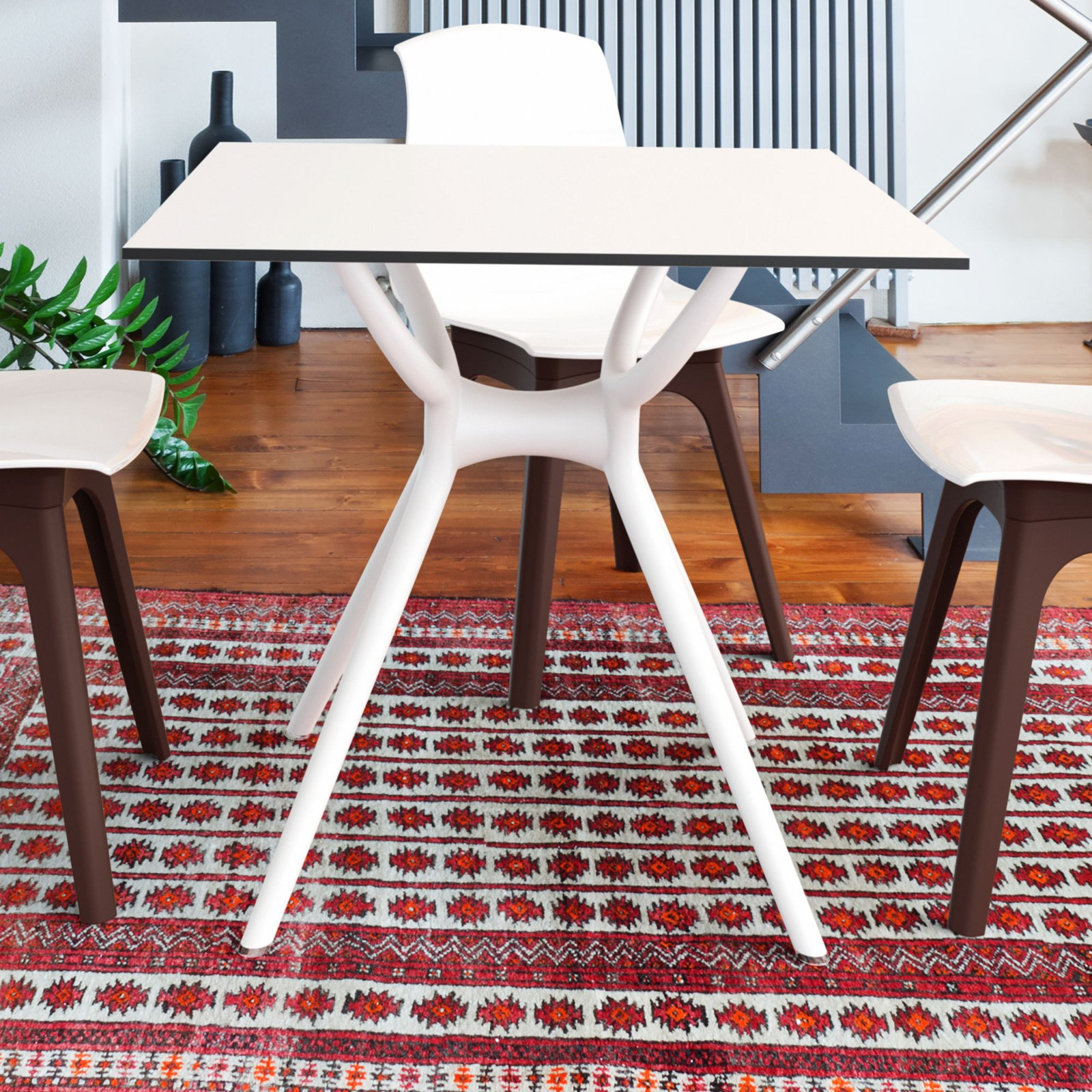 Farrah 31" W Square Patio Dining Table, White