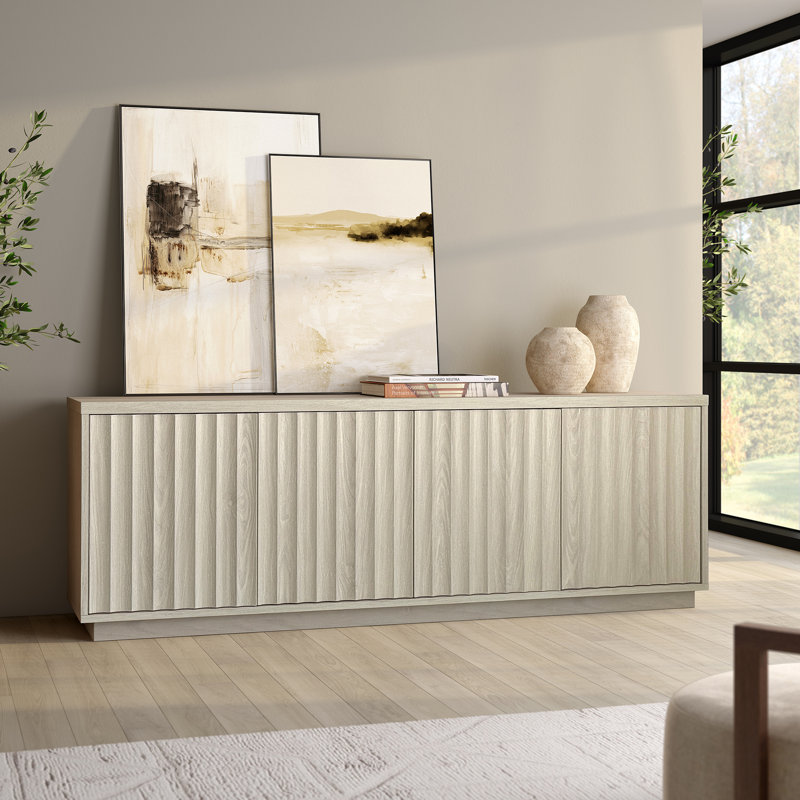 Bourne Rectangular TV Stand for TV's up to 75in in Alder White, Alder White