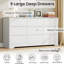 Commode haute 9 tiroirs en bois, commode de rangement moderne avec plateau large, blanc-930200380