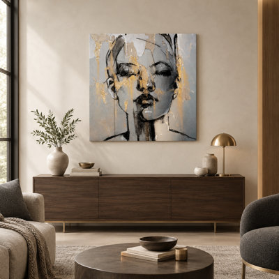 Woman Face Modern 1 Piece Wrapped Canvas Painting