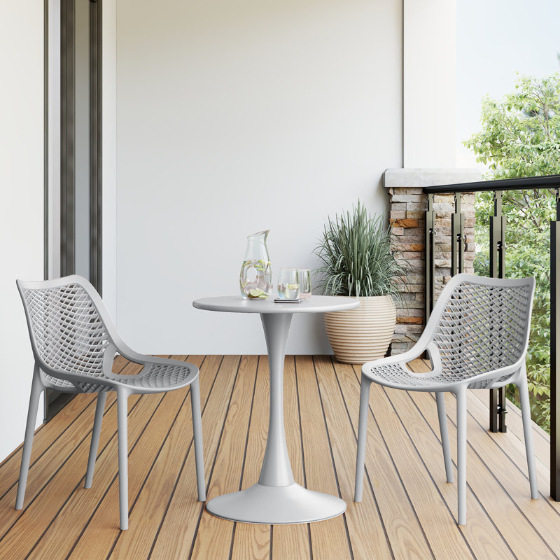 Ensemble repas extérieur 2 personnes, H 28,5 po x l 23,5 po x P 23,5 po, Gris, 2