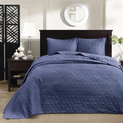 Navy Twin Reversible Bedspread - With Pre-Washed Cotton For A Restful Evening Quilting Calming Bedroom Refuge