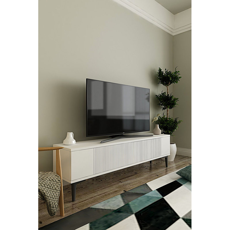 Meuble télé moderne blanc de 47,2 po x 15,8 po x 15,7 po | 100% panneau de particules enduit de mélamine, épaisseur: 0,7 pouce | Fixation murale, conception élégante, parfaite pour le salon et les espaces de divertissement, durable et élégante