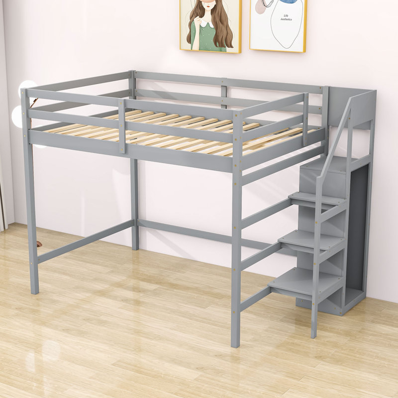 Lit mezzanine double Etasha par Harriet Bee, gris