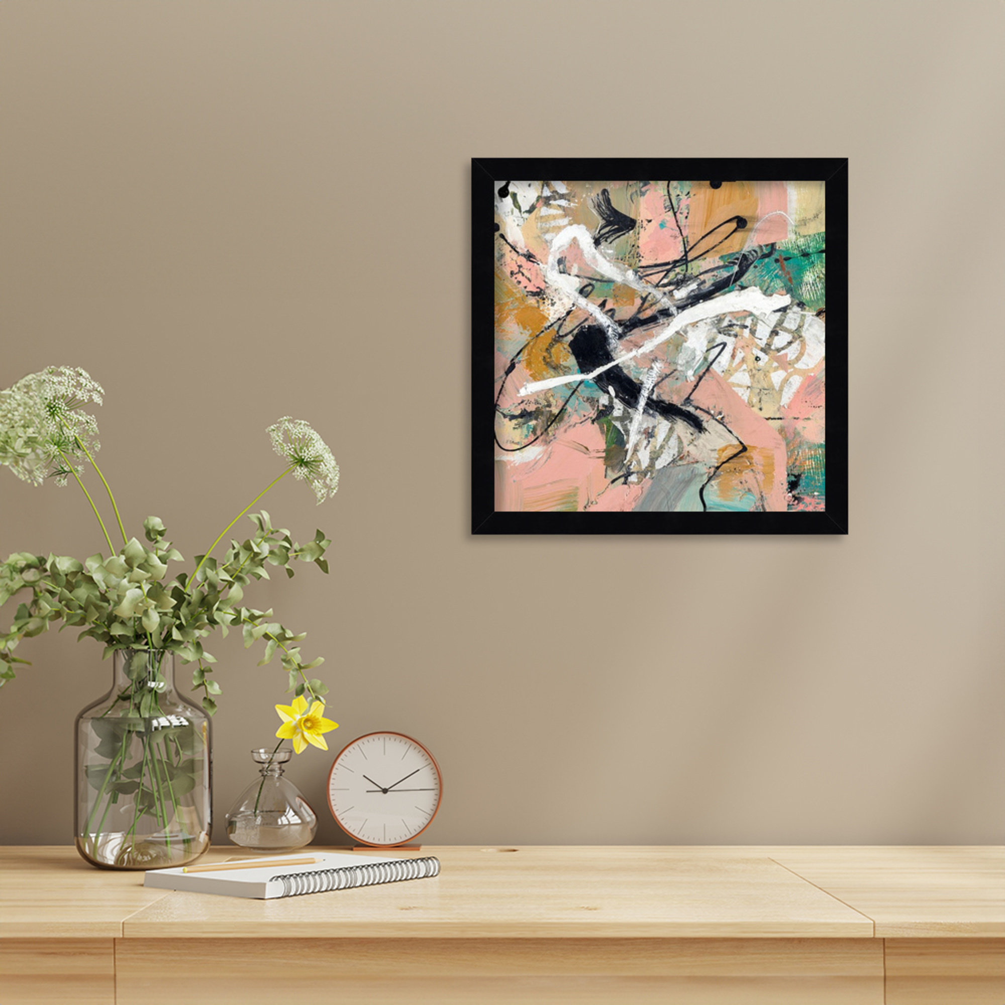 Fluid by Sutter Wood Framed Wall Art Print, 13" H x 13" W, Black