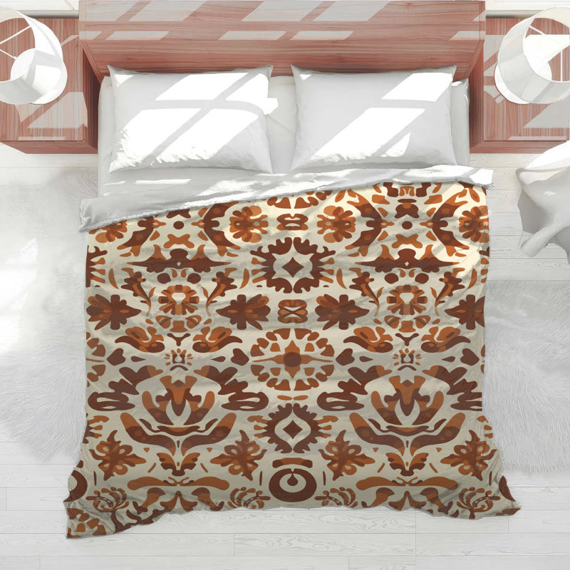 Brown Ornamental Pattern Comforter, King