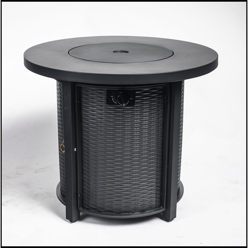 30" Propane Gas Fire Pit Table, 50000 BTU Round Steel Fire Pit For Outside Patio Deck Garden Courtyard-Black