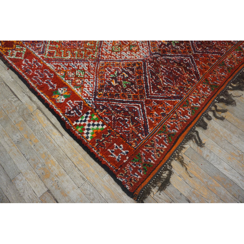 Vintage Mid Century Tribal Geometric Design Purple Moroccan Berber Carpet