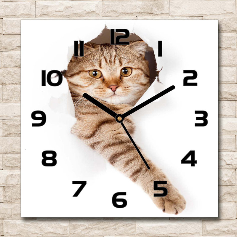 Heyder Glass Wall Clock, Black/Brown