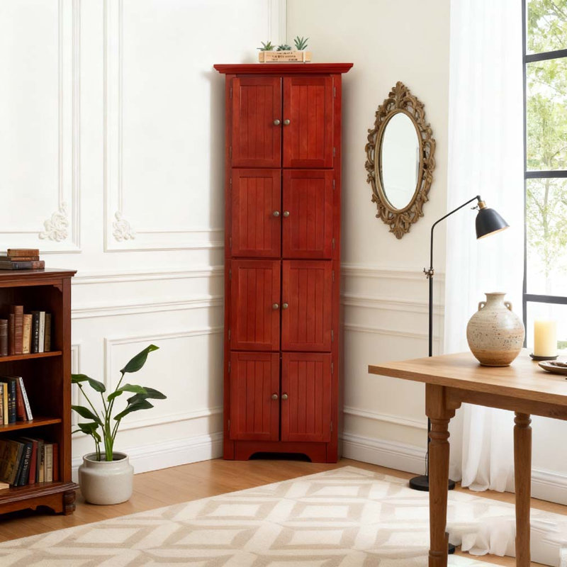 Armoire de rangement 72 po avec 8 portes, Cerisier