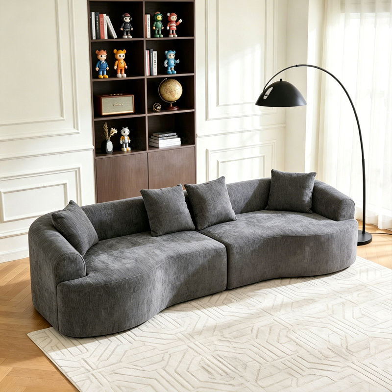 Canapé incurvé incurvé, compression modulaire 106 po, GREY