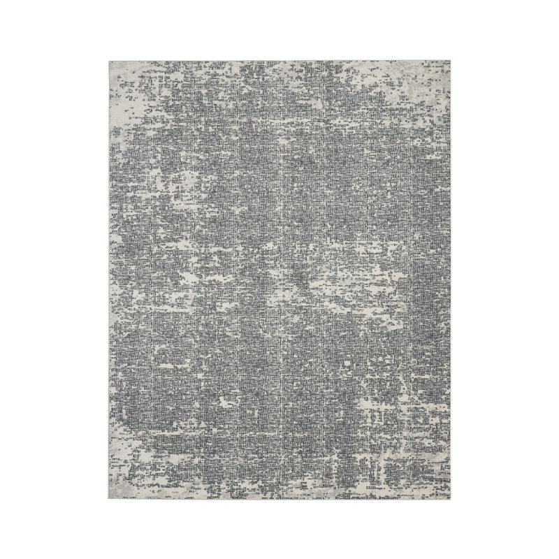Mouton Abstract Machine Made Power Loom 9' x 12' Polyester/Viscose Area Rug in Grey