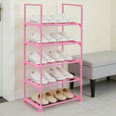 5-Tier Kids Shoe Rack Organizer For Small Spaces, Stackable Shoe Shelf For Closet Entryway, Sturdy Shoe Storage Tower For Toddler And Women's Shoes