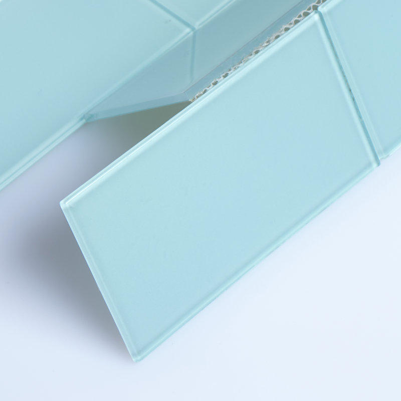 Quality Value Series 3" x 6" Straight Edge Glass Mosaic Subway Tile, Baby Blue