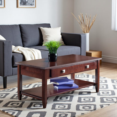 Arden Rectangular Brown Coffee Table With Four Legs, 17.88'' H X 39.77'' W X 20.1'' D 