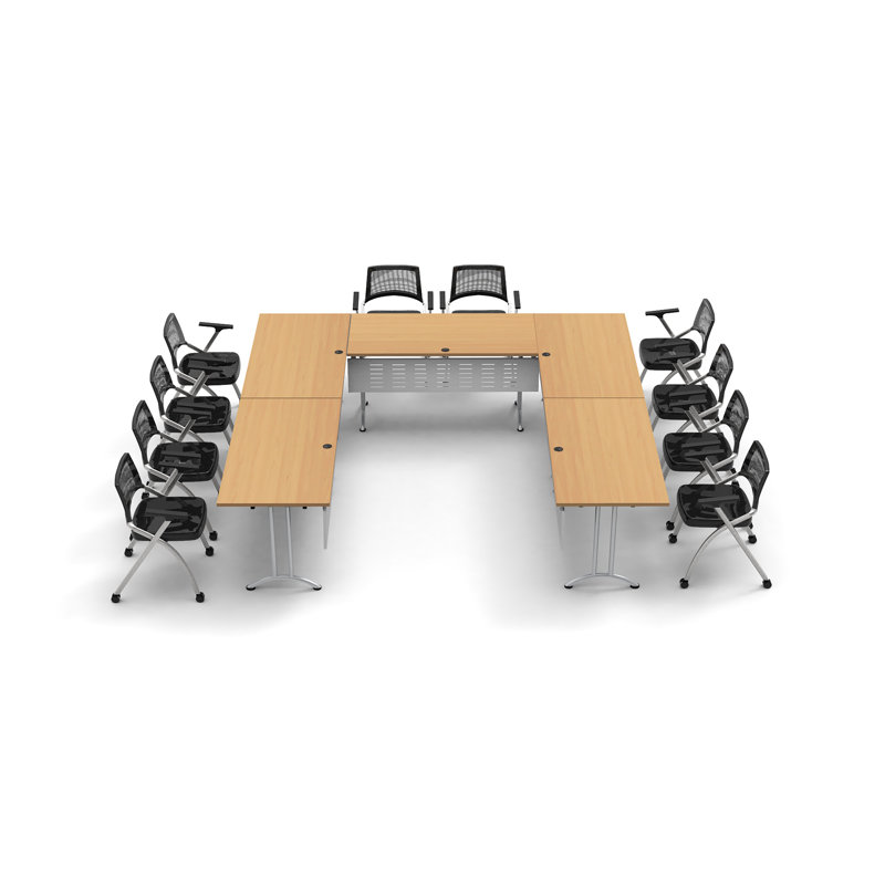 10 Person Training Meeting Seminar Tables with Modesty Panels and 10 Chairs Complete Set