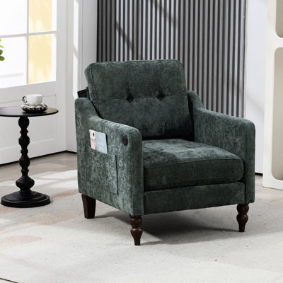 Simple confortable, bâbord latéral, rangement, rembourrage en coton PP, chaise en forme de nuage, pieds en bois rétro, rembourrage multicouche, rangement