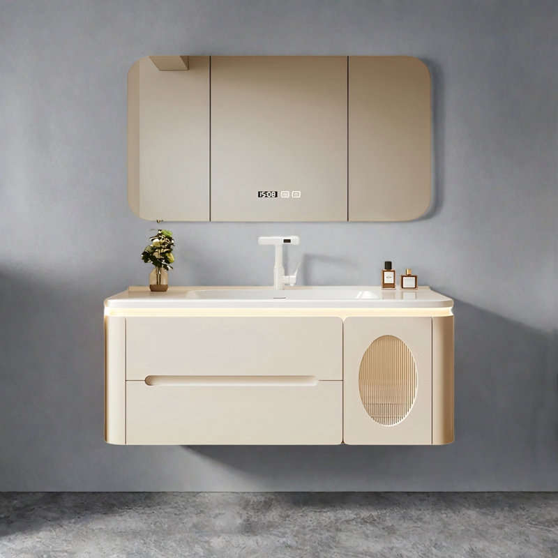 Armoire de salle de bain élégante de style crème