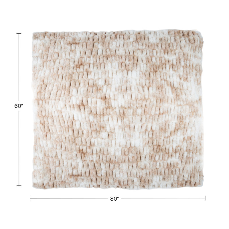 Cream Queen Ruched Faux Fur Machine Washable Blanket