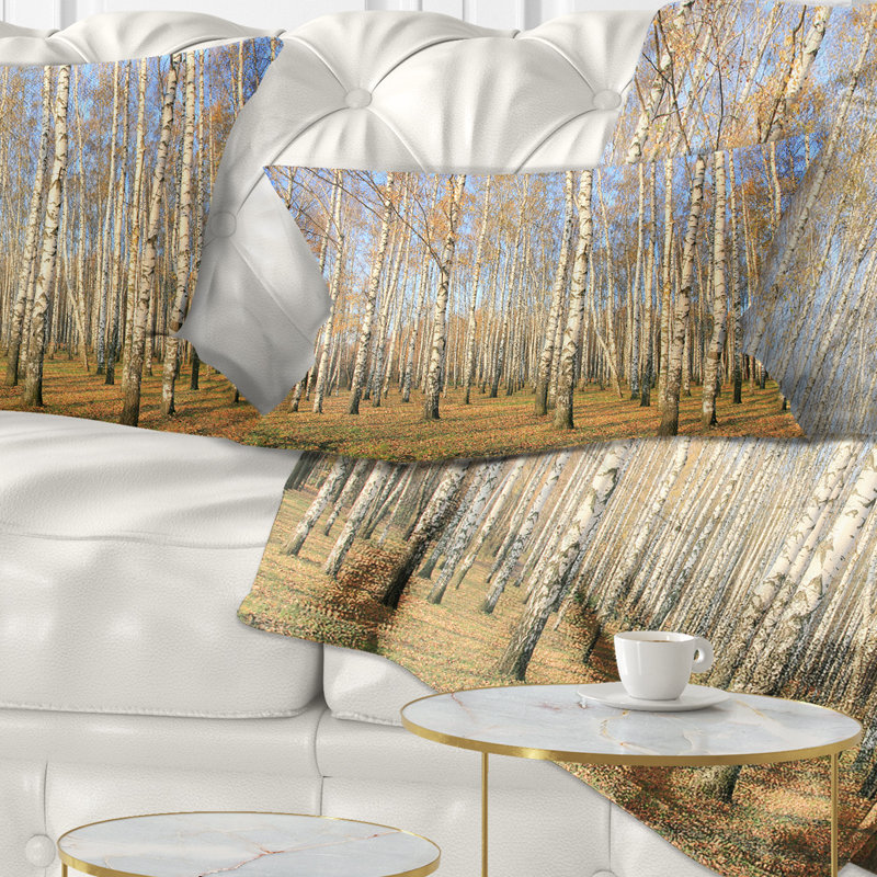 Coussin d'automne Autumn Birch Grove in Sunlight, Rectangle, 12 po x 20 po