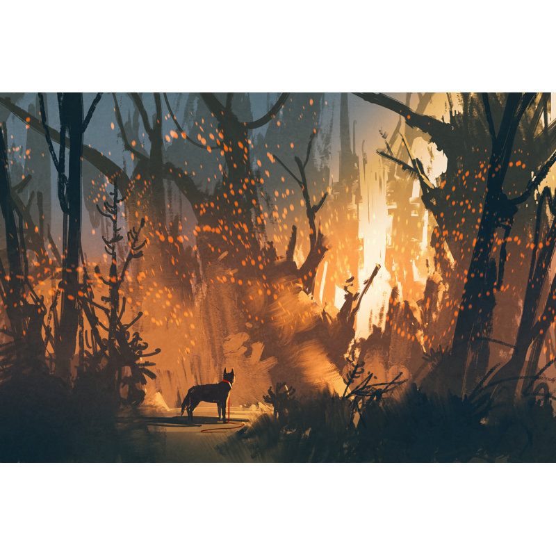 Lineberry Dog In The Forest - Wrapped Canvas Print, 30cm H x 46cm W x 3.8cm D