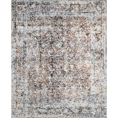 Oriental Area Rug in Gray/Rust