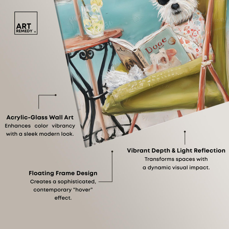 «Beach Reader I Fun Pet», reproduction d'art par Art Remedy, H 45 po x l 30 po