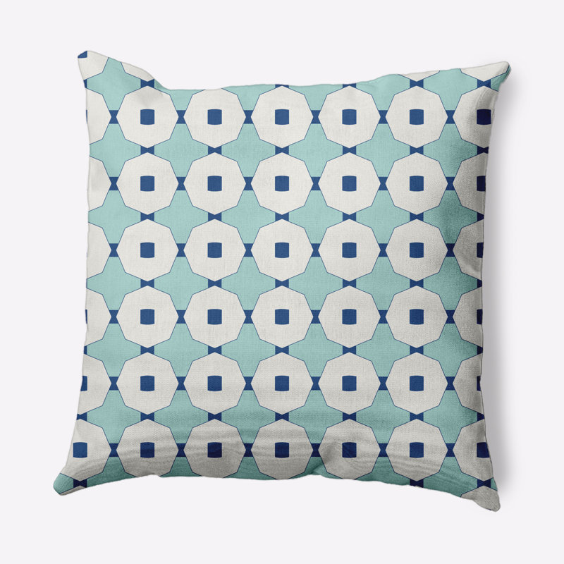 Coussin décoratif intérieur / extérieur Up, 18 po x 18 po, Bleu clair / bleu cobalt foncé
