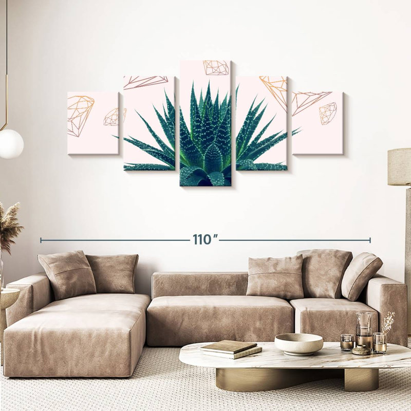 «Succulent Succulent Plant», ensemble de 5 diamants, H 42 po x l 92 po x P 1,25 po