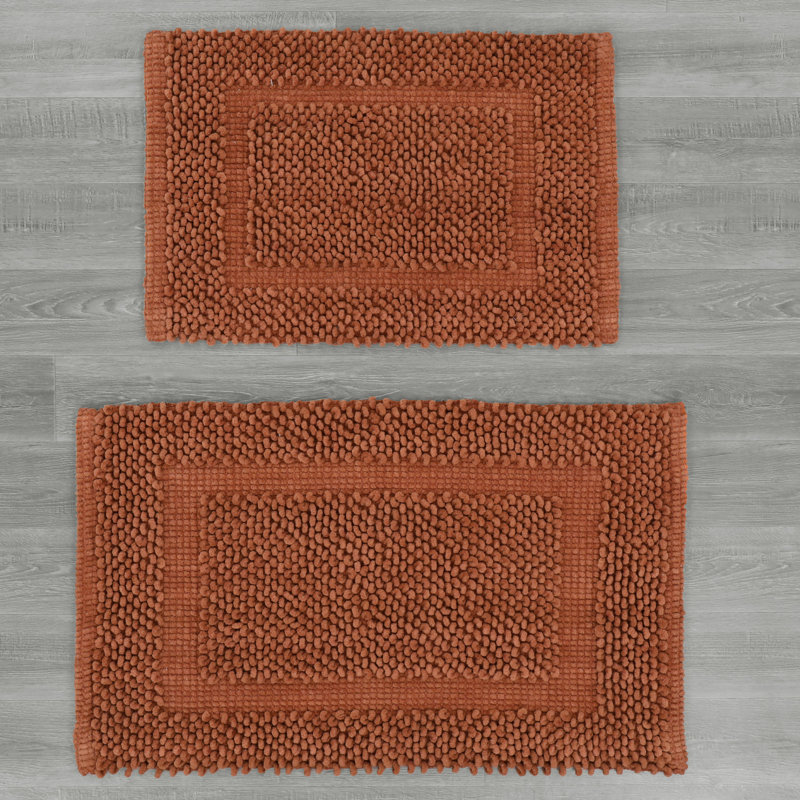 Payten Classic Cotton Bath Mat, Rust, Set of 2 - 17" W x 24"L / 20"W x 32"L