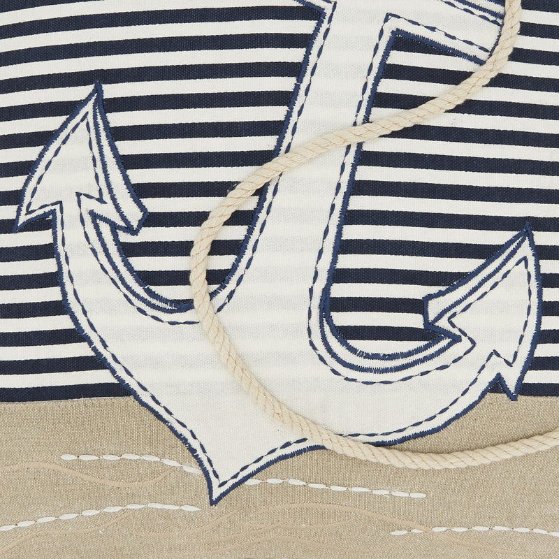 Coastal Embroidered Anchor Pillow, Polyester