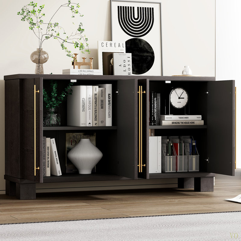 Sideboard Buffet Cabinet With Storage, Wood Sideboard With Adjustable Shelves And  Handles For Kitchen, Dining Room And Living Room