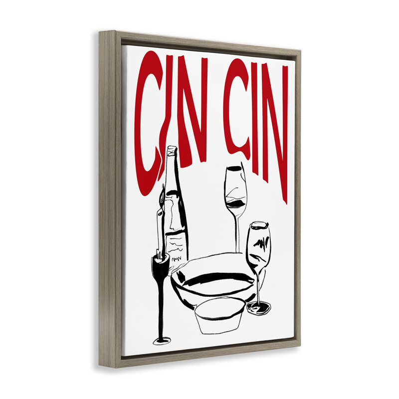 "Cin Cin Wine Glasses", art mural encadré par Melissa Wang, Cadre flottant orme Montalcino, H 31 po x l 25 po