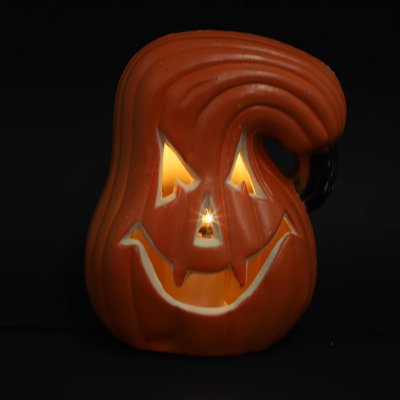 1pc Plastic Pumpkin Lantern Jack- o- Lantern Glowing Haunted House Operated LED Lights Lamp Party Ornament Halloween Party Festival