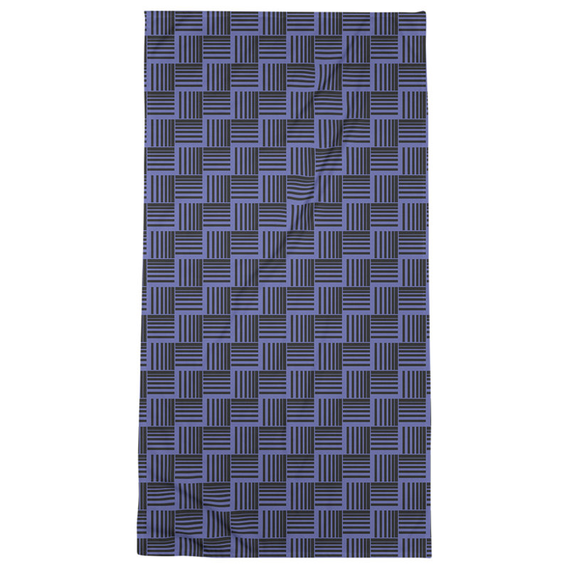 Serviette de plage à rayures tressées classique, Bleu marine / Noir