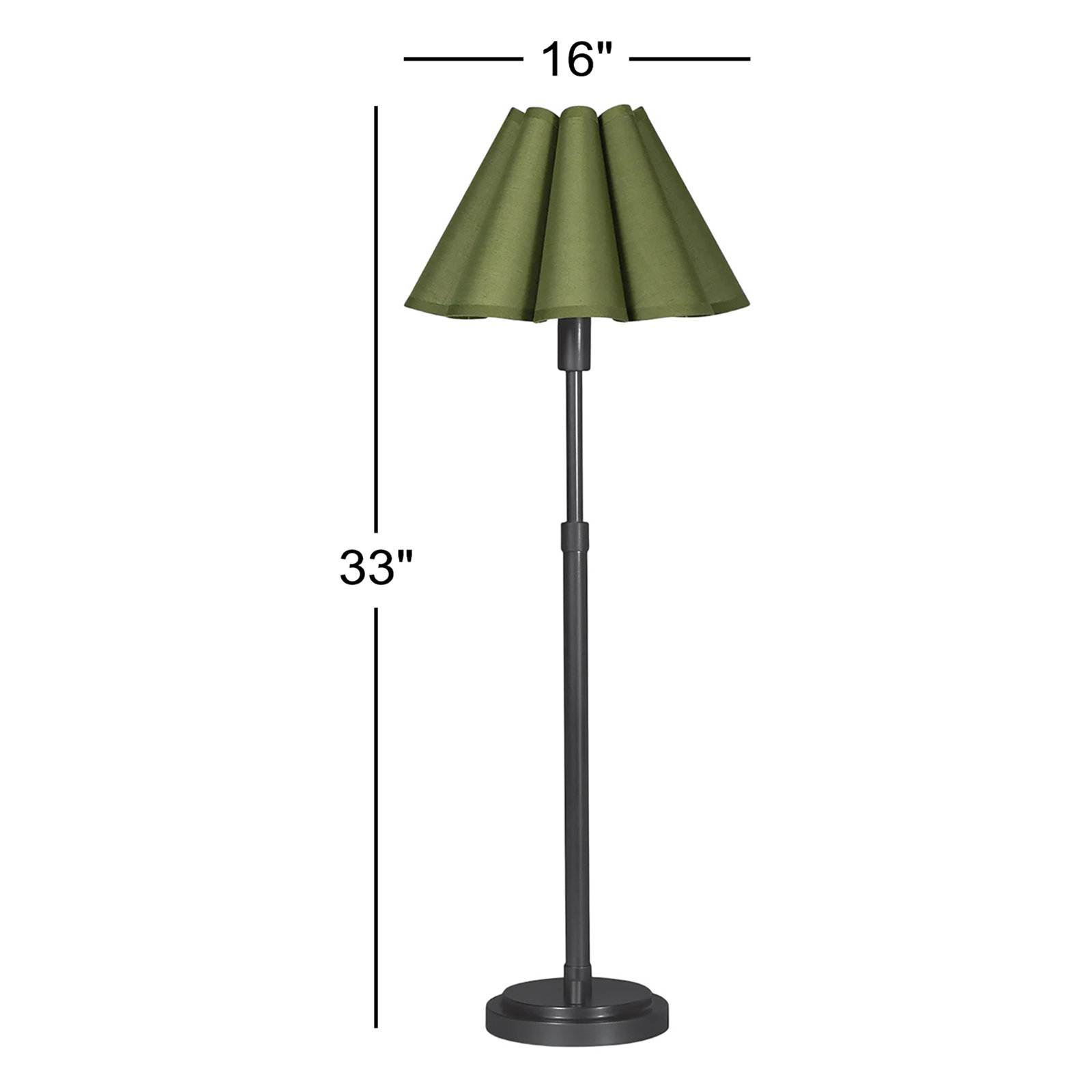 Polly Buffet Table Lamp, Black, 33" H x 16" W x 16" D, Green