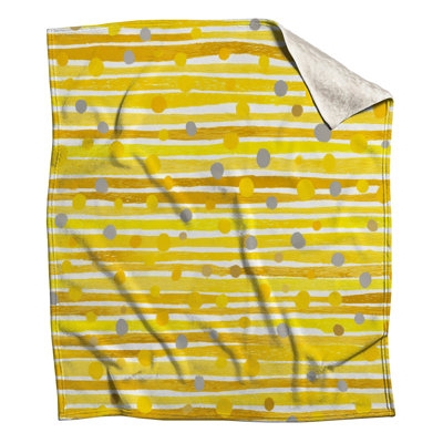 Yellow Stripes Fleece Throw Blanket - Pattern Throws for Sofas or Beds