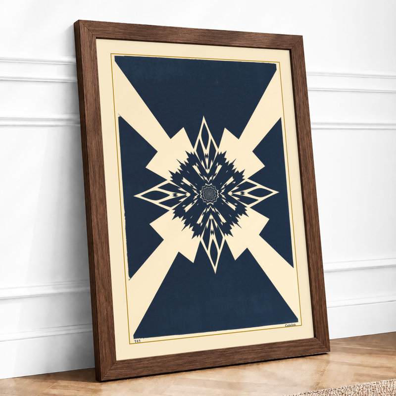 Crystalline Starburst Art Deco - Framed Print, A2 - 59.4 x 42.0 cm, Walnut