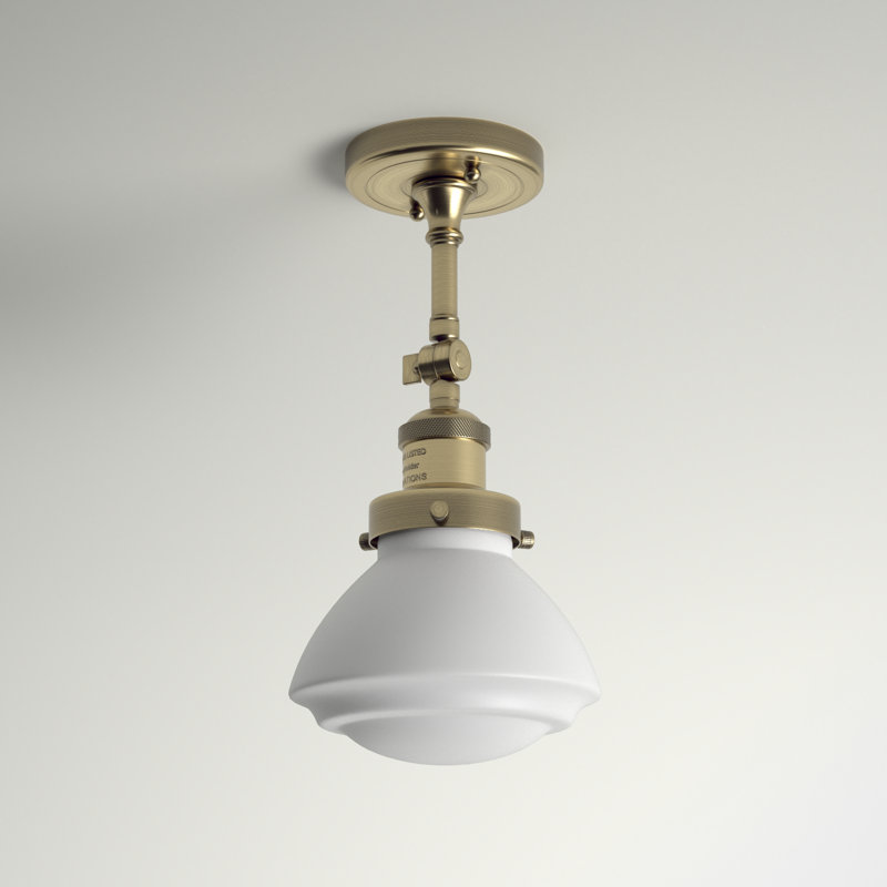 Plafonnier semi-encastré 1 lumière 6,75 po Chesterville, Ampoule DEL 6 watts Vinage, Blanc mat, Laiton antique