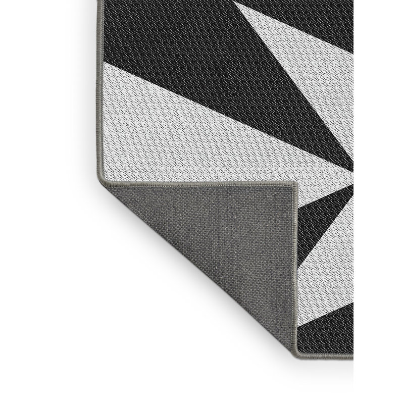 Tapis tissé à la machine blanc et noir, Rectangle 5 pi x 8 pi
