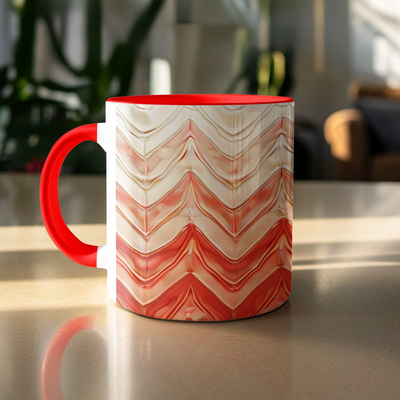 Chevron 11oz Accent Coffee Mug, Red