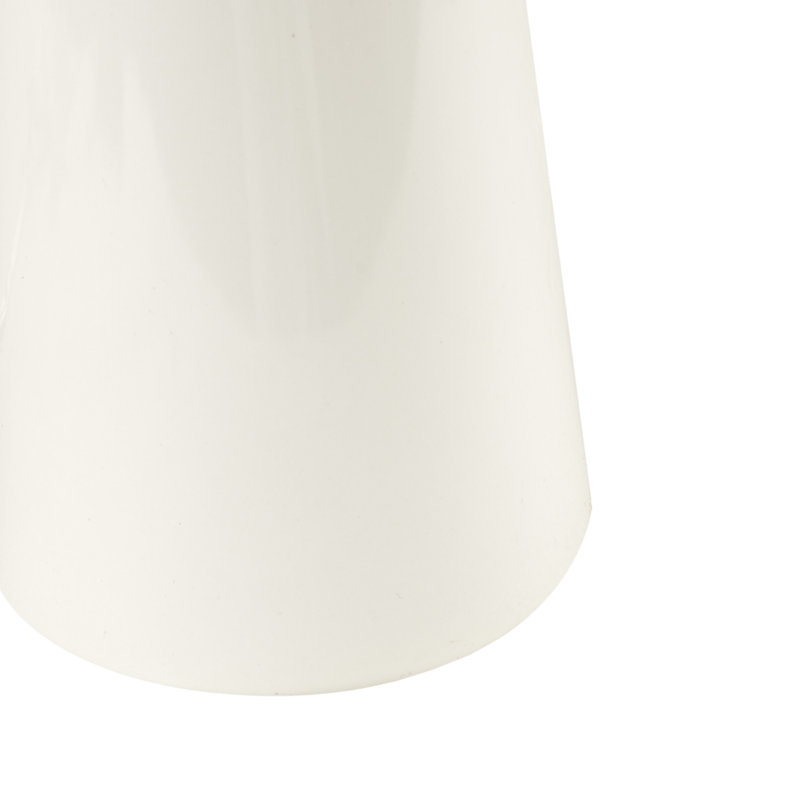 White Ceramic and Wood Table Lamp with Drum Shade