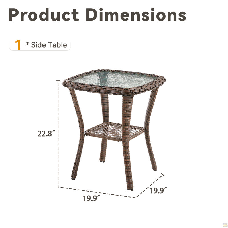 Table d'appoint carrée en rotin 23 x 20 x 20 po