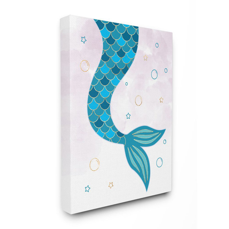 «Nautical Mermaid Scale Tail Sea» par Ziwei Li - impression d'art graphique, H 20 po x l 16 po x 1,5 po, Toile tendue